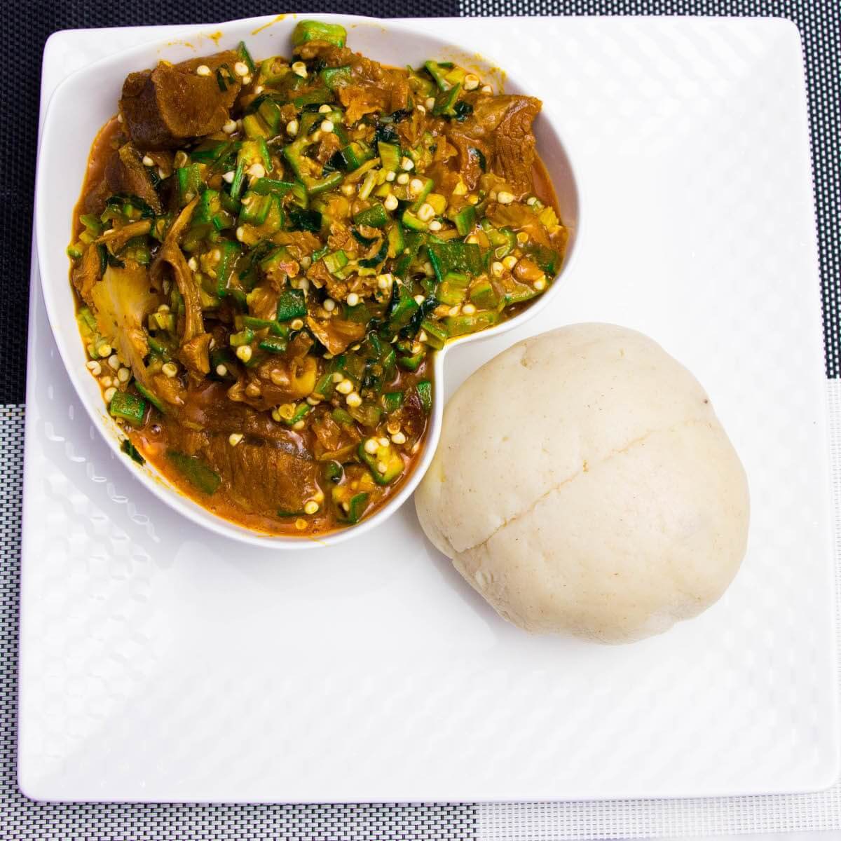 Fufu with Okra and Assorted
